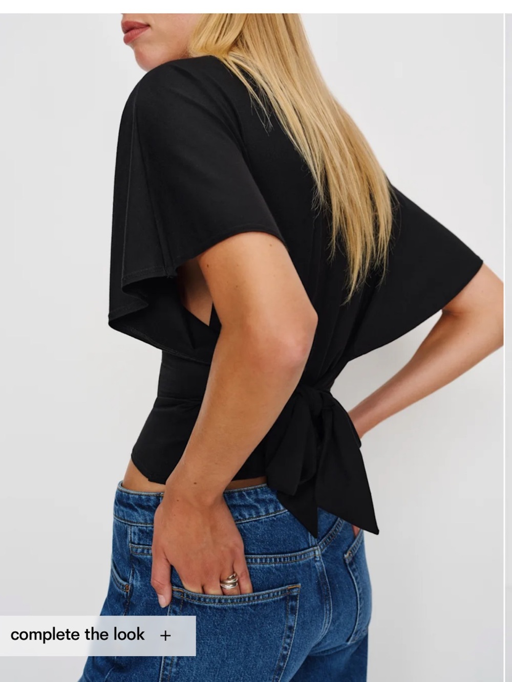 Reformation Black Flutter-Sleeve Cropped Top - Picture 3 of 6